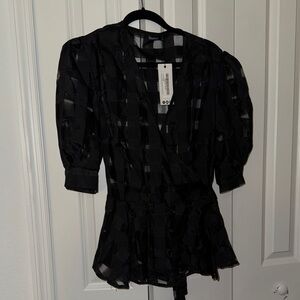 Boohoo Sheer Black Checkered Top